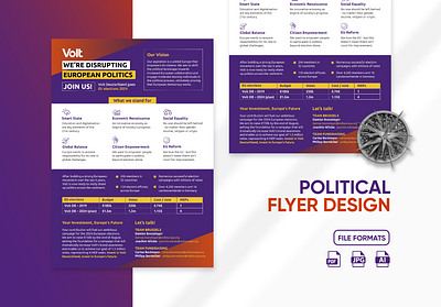 Volt One Pager Design branding brochure design corporate flyer election executive summary flyer design graphic design graphic design flyer investment teaser investment teaser design one pager one pager design one pager sample one pager template one pager ui political flyer political graphics volt european