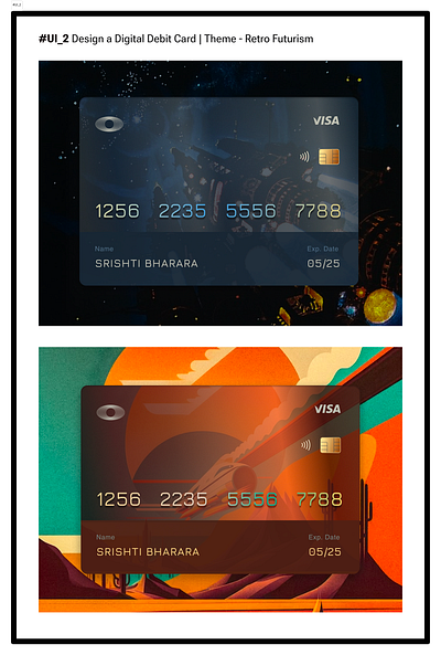 Retro Futuristic Debit Card 3d graphic design ui