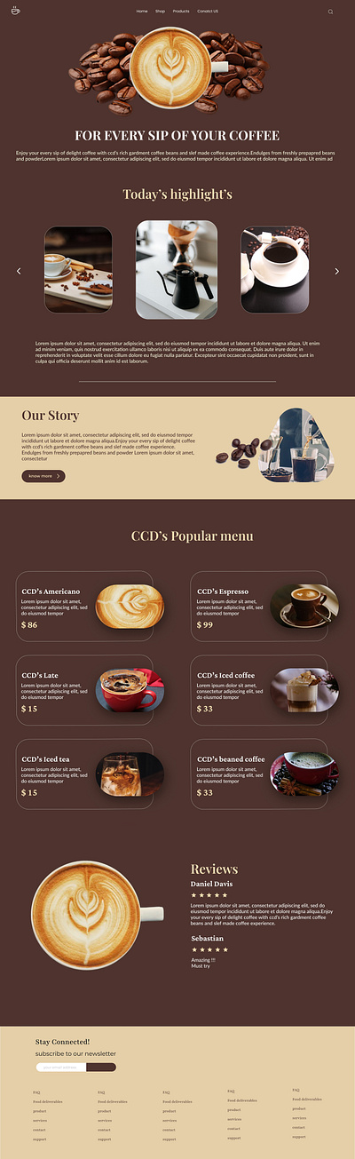 COFFEE SHOP WEBSITE DESIGN coffee figma ui uiux ux website