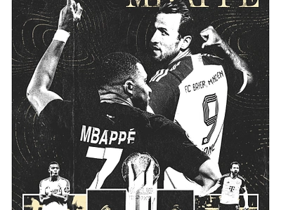 Football Poster - Kane x Mbappe bayern munich england france goal goalscorer graphic design graphic poster harry kane kane kylian mbappe mbappe poster poster ideas poster inspiration real madrid record soccer soccer player