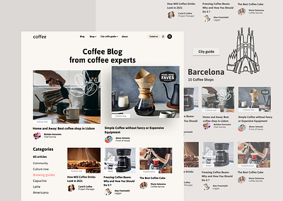 Project Showcase: Coffee Blog Website Design app branding design ui ux