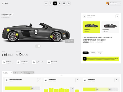 Car AI Assistant Dashboard - CarFin ! branding design ui