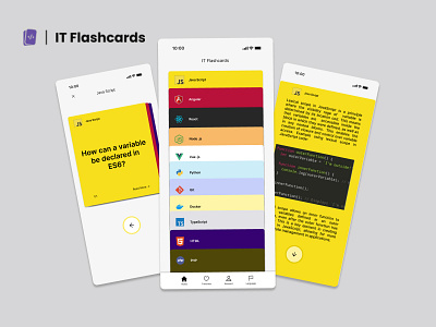 IT Flashcards App Screen UI card sorting digital education education flashcard app learning mobile app personalized learning prototyping study tool ui design user interface ux design visual learning