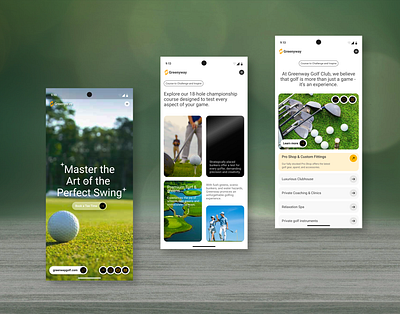 Greenway Golf Club App Design app branding design ui ux