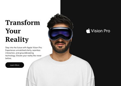 Redesigned Landing Page for Apple Vision Pro applevisionpro ar augmentedreality dailyui designchallenge landingpage minimalistdesign ui uidesign ux uxdesign