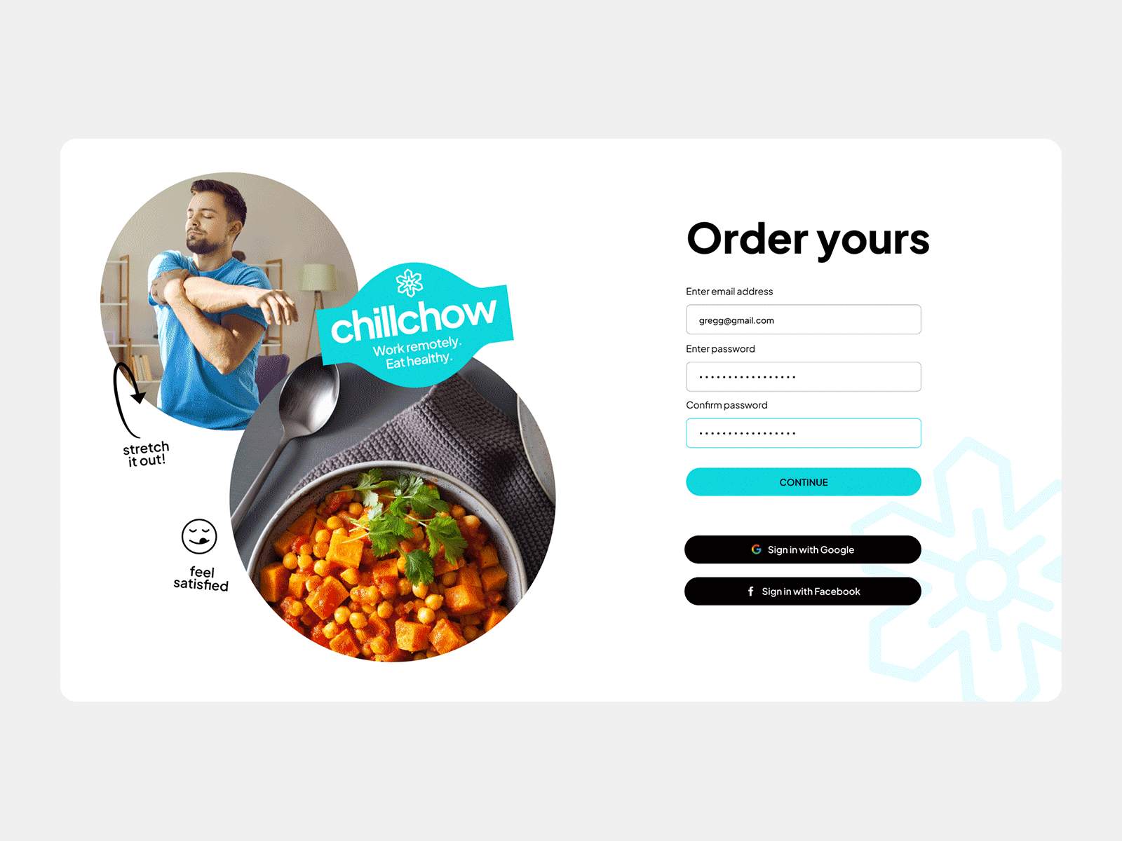 VEGA Honours | Chillchow | User Journey cart delivery flow healthy kit log in meal kit meals order screens sign up ui ux user journey