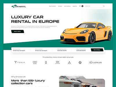 Car Rental Landing Page design experience design figma figma components landingpage prototype ui ux wireframe