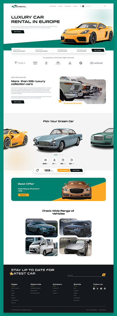 Car Rental Landing Page design experience design figma figma components landingpage prototype ui ux wireframe