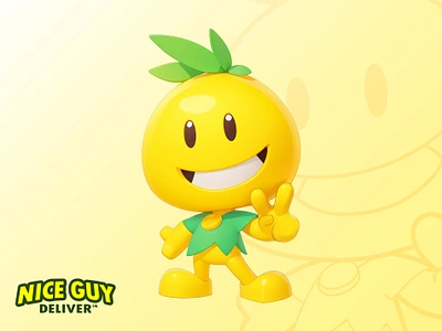 Lemon Mascot Design Character for Nice Guy Deliver 3d branding cartoon cute design fruit icon illustration lemon logo pastel rendering vector