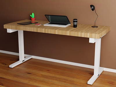 Modern Minimalist Desk Setup 3D Render 3d desk setup 3d workspace model anuhas sathsara design desk accessories dribbble 3d portfolio freelance workspace render minimalist workspace modern office design organized desk layout wooden desk render