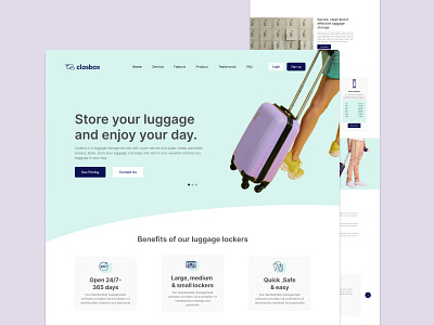 Closbox - Landing Page UI booking system cloakroom service customer support flexible pricing luggage storage on demand service secure storage tourist services travel convenience travel services travel solutions ui design user interface ux design