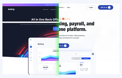 Landing Page Revamp -Every.io banking faq features section figma fintech hero section landing page product design redesign revamp saas ui ux ux audit web design