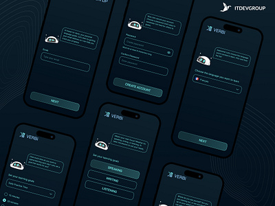 Verbi - AI-Powered Language Learning - Mobile app ai ai chat bot ai powered app design education leanguage learning live conversation login mobile mobile app mobile design registration sign up ui ui design uiux ux ux design