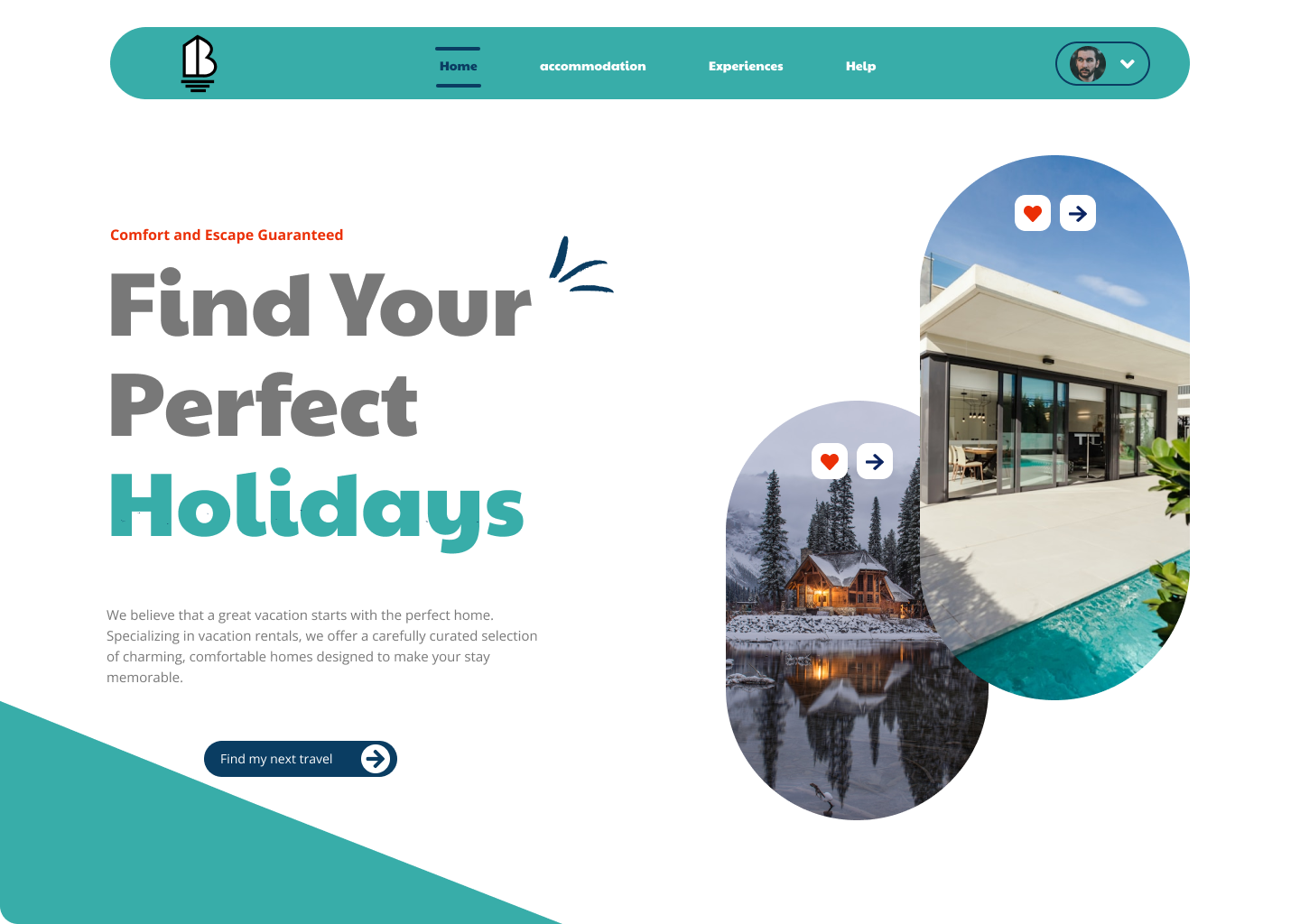 vacation rental header agency app design desktop figma graphic design landing page ui website