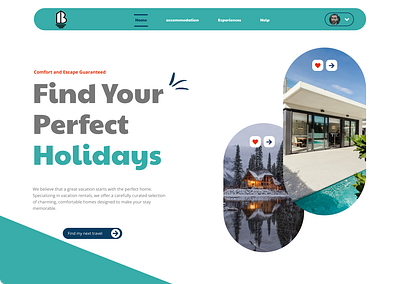 vacation rental header agency app design desktop figma graphic design landing page ui website