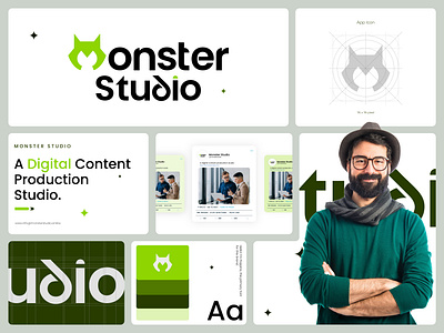 Monster Studio Branding abstract logo app icon brand identity branding creative logo e commerce logo gradient logo letter m monster sign logo logo design modern logo monster logo monster studio branding no code logo sass logo web3 logo website logo