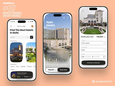 #DailyUI Challenge #067: Hotel or Vacation Rental Booking 🏨 067 app booking creativity dailyui dailyui challenge dailyui067 dailyui67 design hotel interactive mobile app popular rental trending ui design uiux usablity userflow vacation