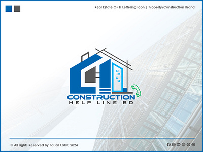 Construction Logo Design | C+H Logo for Construction Company abstract logo architecture branding building logo business logo company logo construction logo creative logo geometric logo graphic design home logo logo logo design logo designer minimalist logo modern logo popular property logo real estate branding real estate logo