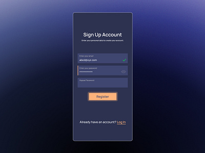 Registration Screen card design figma ui