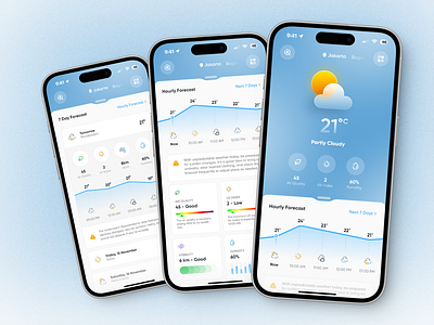 Weather App app card chart clean cloudy design forecast ios mobile app rainy setting settings sunny thunderstorm ui ux weather weather app weather forecast