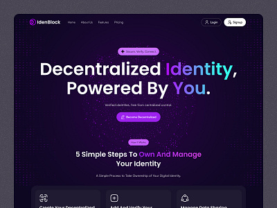 IdenBlock - Web3 Decentralized Identity Website crypto cryptocurrency dark mode dark ui defi website finance solana wallet web web 3 web3 website