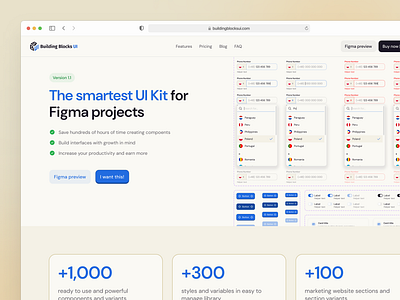 Landing page | Building Blocks UI components design figma hero interface landing page layers ui kit ux website
