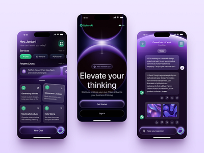 SphereAi - Mobile for AI app design application ui design interface ios mobile app mobile app developer mobile design product service startup ui uiux ux