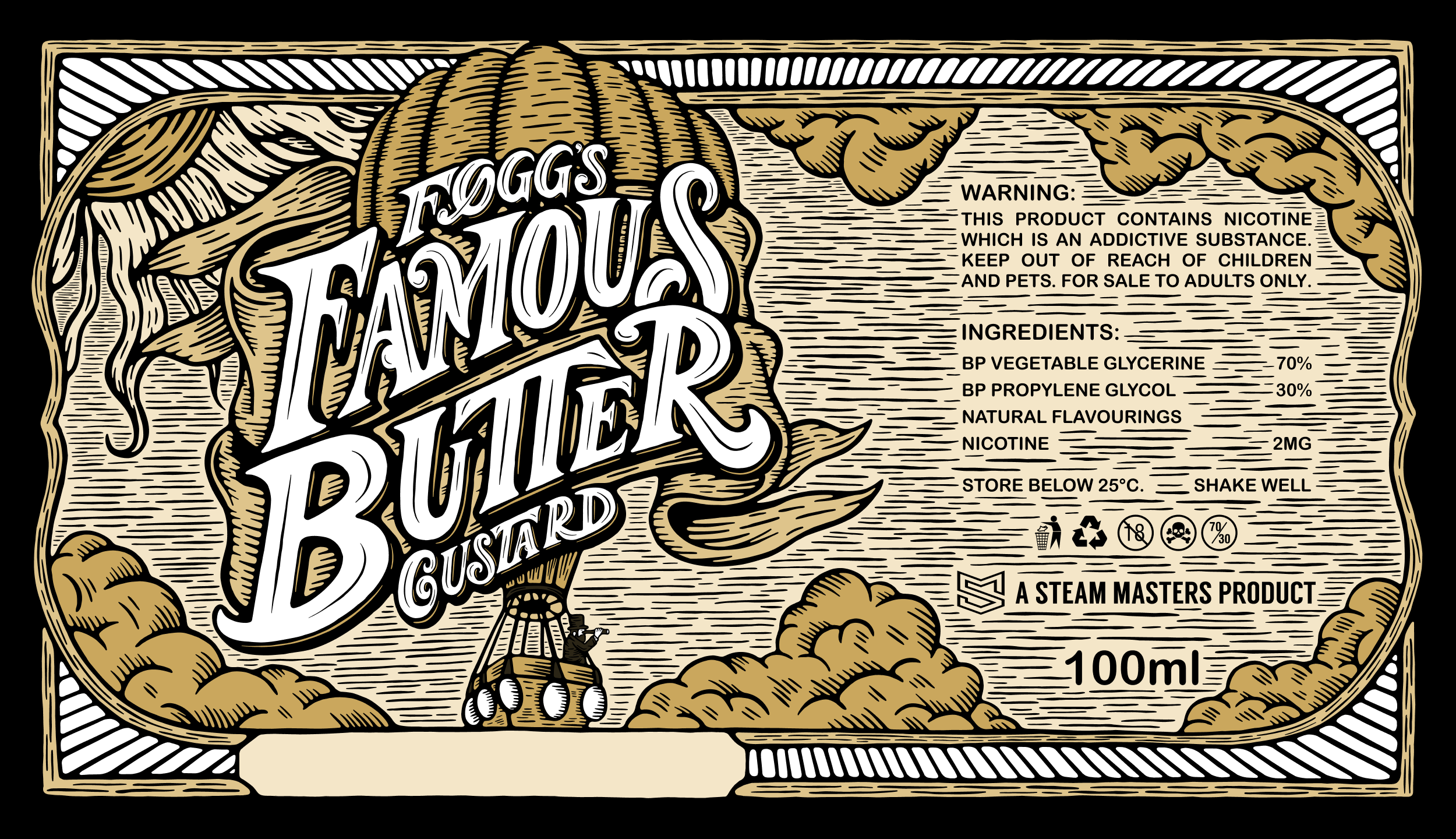 Fogg’s Famous Butter Custard Label Design foggs hand lettering illustration label lettering packaging thattypeguy type design typography vape