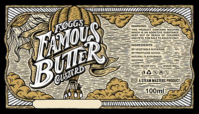 Fogg’s Famous Butter Custard Label Design foggs hand lettering illustration label lettering packaging thattypeguy type design typography vape