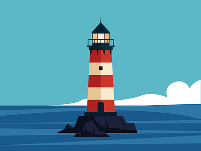 Flat Vector Lighthouse beach colorful flat design inspiration lighthouse minimalism ocean sea simple sky trend vector