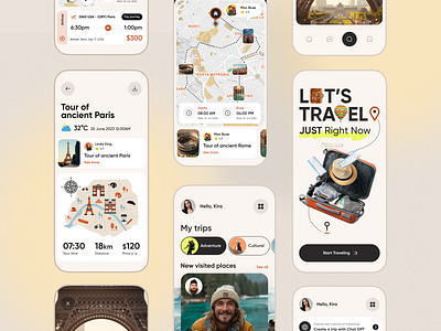 Let’s Travel - Travel App Concept adventure app design mobile ui tour tourism tourist travel travel agency travel app trip ui ux vacation