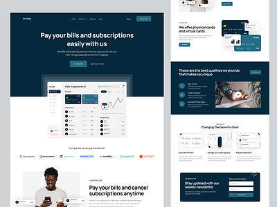 Bill And Subscription Landing Page bills design figma finance landing page money ui uiux web website