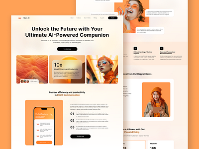 AI Tool Landing Page Design - Moro AI ai ai design ai development ai product ai tool ai web bubble.io design it company landing openai product tool ui ux web design