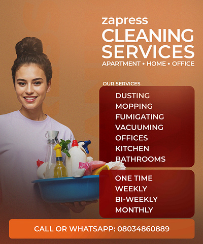 Zapress Cleaning Services Flyer branding graphic design illustration logo vector