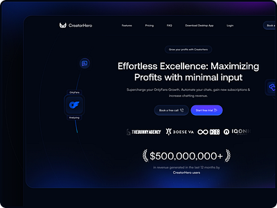 CreatorHero - Onlyfans Management System Landing Page dark theme dark ui dark web ui design landing page of design onlyfans onlyfans agency onlyfans design onlyfans management onlyfans saas design onlyfans ui onlyfans website onlyfans website design saas saas design saas landing page ui ui design uidesign