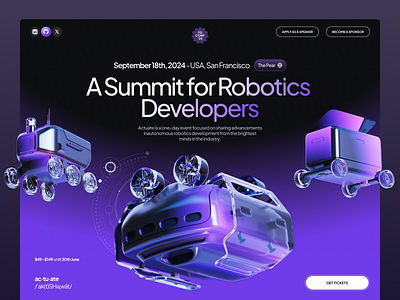 Website — A Summit for Robotics Developers 3d advancements developers event inautonomous robotics promo robotics summit ui website