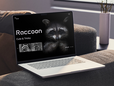 First screen for home of raccoons design figma first screen mockup raccoon ui web design