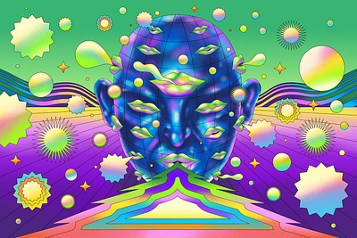 The Art of Lying - opening illustration abstract affinity art direction branding editorial face graphic head human human emotion illustration lies lying psychedelic retro shading surreal texture vector visual