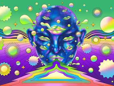 The Art of Lying - opening illustration abstract affinity art direction branding editorial face graphic head human human emotion illustration lies lying psychedelic retro shading surreal texture vector visual