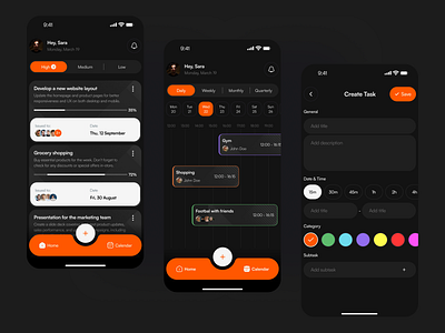 Taskly | Mobile App app dark mode design manager mobile app task ui ux uxui