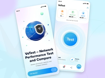 Modern Speedtest App Design Concept - Vetest app design app development broadband data test graphic design illustration internet internet speed test mobile app network speedtest speedtest app ui ux visual identity wifi data wifi usage