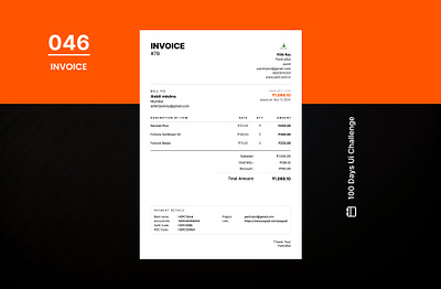 DAY-046 INVOICE 100 days ui 100days 100daysofui bill daily ui challenge design invoice invoice ui ui user interface ux