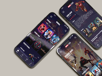 Marvel All in One App Experience cards cart figma games marvel mcu mobile movie profile series streaming ui