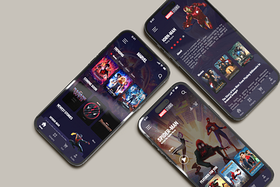 Marvel All in One App Experience cards cart figma games marvel mcu mobile movie profile series streaming ui