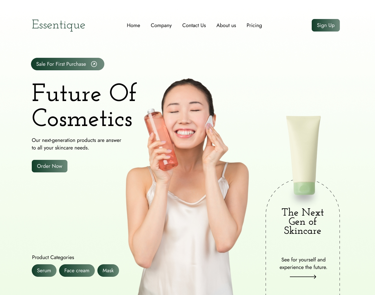 Cosmetics Landing Page clean cosmetics landing page ui ux