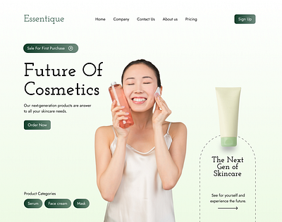 Cosmetics Landing Page clean cosmetics landing page ui ux