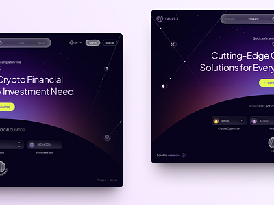 Vault.X - Web Design for Crypto design interface product service startup ui uiux ux web website