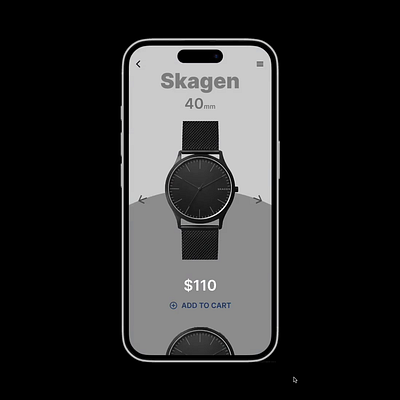 Minimalist Watch Store App – UI Practice animation design interaction design minimal design product design skagen ui uipractise uiux ux