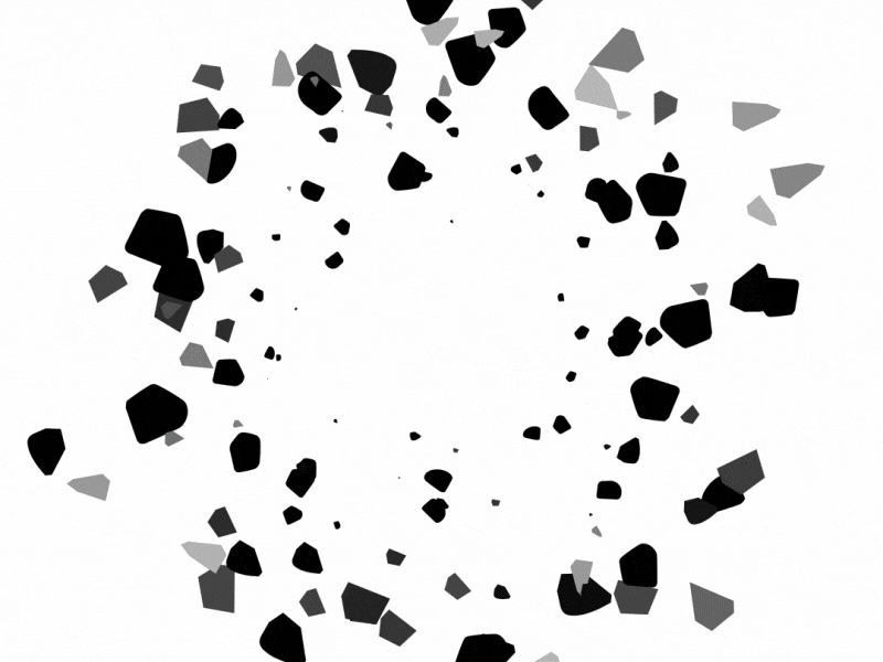 Spinning debris lost in (white) space 2d after effects animation chunks debris loop motion particles tool twirl