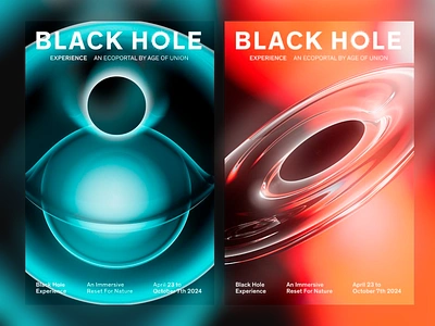 Poster: Black Hole Experience – An Immersive Ecological Journey 3d effects abstract shapes artistic expression color contrast contemporary design digital art eco conscious design ecological theme environmental awareness event branding experiential design futuristic art immersive experience modern aesthetics nature reset poster design promotional poster vibrant colors visual identity visual storytelling